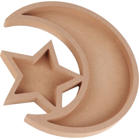Desserttablett aus Holz für Eid, niedliche und multifunktionale Form, Mondtablett aus Holz für Ramadan, Dekoration für Zuhause, Ramadan-Partys und Garten. (1/5)