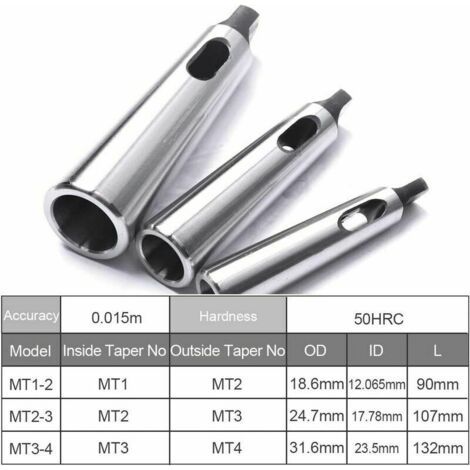NALOOKAMIC Cône Morse douille de perçage Réduction adaptateur pour tour de fraisage (MT1 à MT2, MT3 à MT2, MT3 à MT4,3pcs)