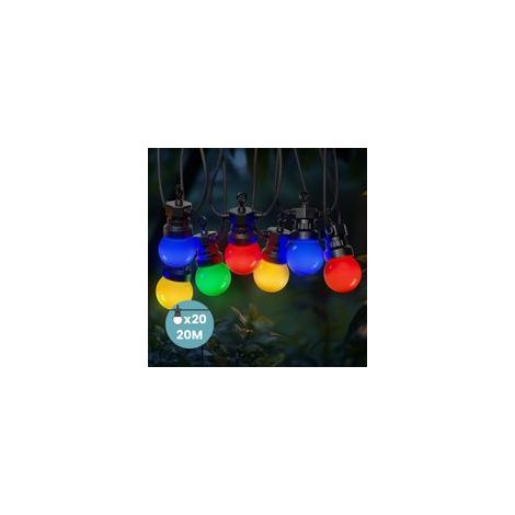 Guirlande lumineuse d'extérieur 20M multicolore – 20 LED blanc chaud – Transformateur IP44 – Rallonge 3M pour événements extérieurs (1/5)