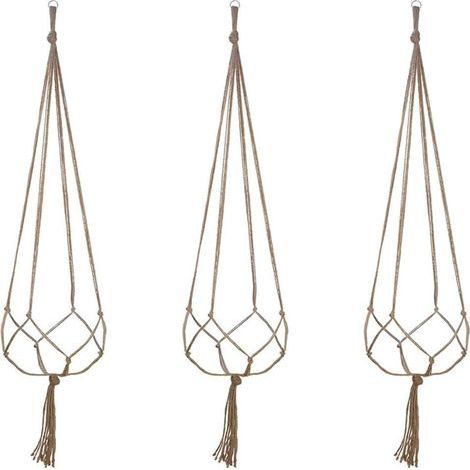 Panier Suspendu en Macramé, 3 Pièces en Corde de Coton Panier Suspendu Porte-panier pour Plantes pour Plafonds Extérieurs Intérieurs Balcons Décoration Murale (48 Pouces) (1/5)