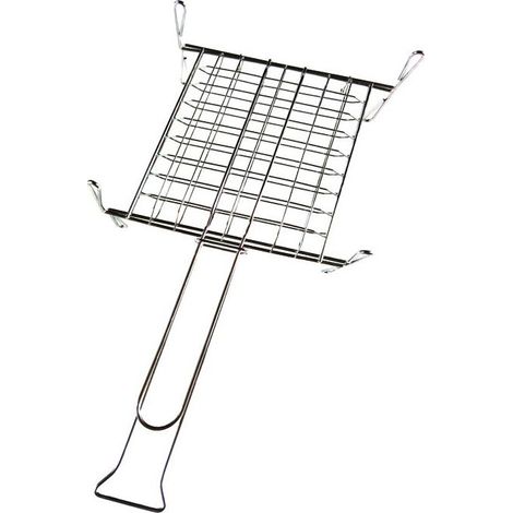 Sandrigarden 7912010 Graticola Doppia per Barbecue con Piedini Acciaio Cromato Modello Piccolo 22x27 cm