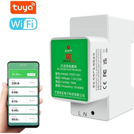 Tuya WiFi compteur intelligent tension de type rail monophasé et ampèremètre application de téléphone portable connexion Bluetooth prend en charge le double système Android iOS (1/5)
