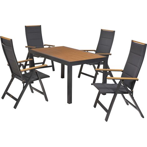 Verona Set 5tlg Alu/Text/Kunst Tisch 150 x 90 cm