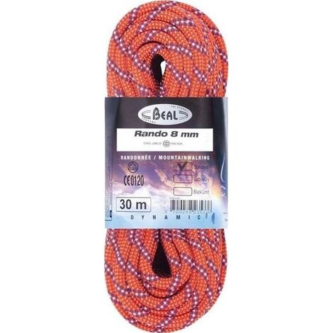 Cuerda de senderismo Beal Rando de 8 mm y 30 m - naranja