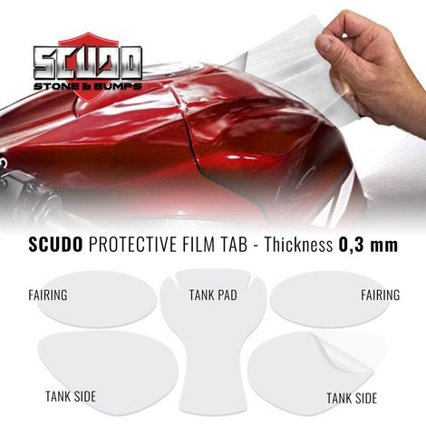 Kit Adesivo Protezione Carene Moto Scudo Tab, 20.3 x 50 cm, Spessore 0.3 mm
