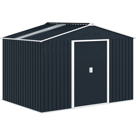Abri de Jardin Gelmiro Robuste et Spacieux Gris Acier Ventilé 2,77m (1/5)