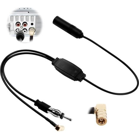 Dab Antenne Séparateur Voiture Splitter Adaptateur Splitter Actif Dab pour Voiture SMB Adaptateur DIN Plug Voiture Antenne Autoradio Compatible avec PP16DAB, RXD34, BD400 (1/5)