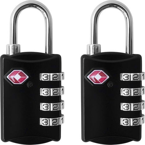 Cadenas de bagage TSA en acier à combinaison 4 chiffres - noir (1/5)