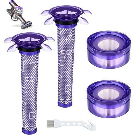 5 Pièces Kit Filtre Rechange Aspirateur V8, 2 Filtres Avant, 2 Filtres Arrière, 1 Brosse Nettoyage, Pour Dyson V8 Animal Absolute (1/5)