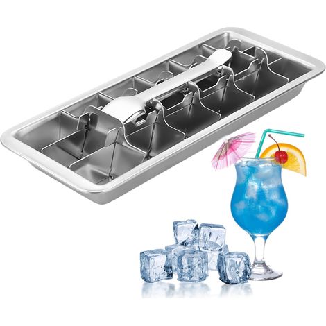 Eiswürfelform aus Edelstahl, 18 Fächer, mit Griff, einfache Entnahme, große quadratische Eiswürfelform für Getränke wie Whisky, Gin und Rum, lebensmittelecht und langlebig (1/5)