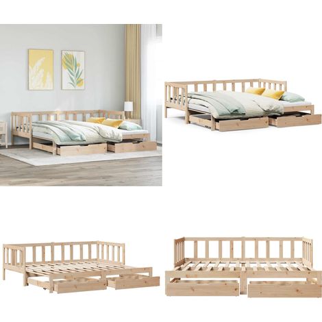 Tagesbett Ausziehbar mit Schubladen ohne Matratze 90x200 cm - Schlafsofa - Sofa-Bett