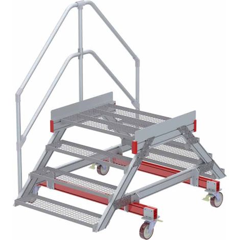 Euroline 512 mobiler Überstieg 45° Stufenausführung Stahl Gitterrost Stufenbreite 1000mm 4 Stufen