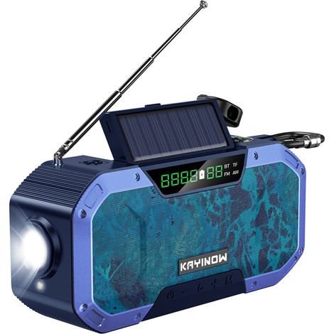 (Bleu) Radio d'urgence multifonctionnelle, haut-parleur d'alarme SOS, enceinte Bluetooth 5.0 (1/5)