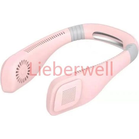 2W RNCYN Bladeless Neck Fan USB Powered Hands-Free 20dB Silent Wearable Personal Fan Pink for Travel Home Office
