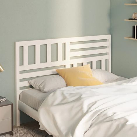 Bed Headboard White Solid Pine Wood 126x4x100 cm Durable vidaXL (1/5)