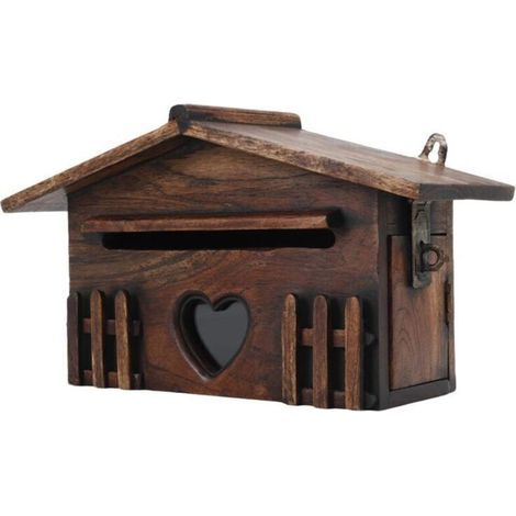 Boîte aux Lettres en Bois Rétro Étanche pour Extérieur Bureau et Domicile (1/4)