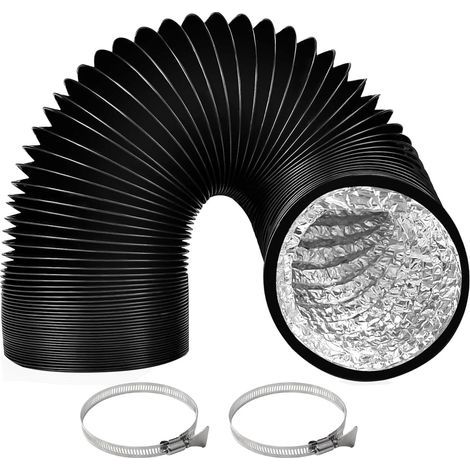 Tuyau d'évacuation Diamètre de 100 mm Longueur 3 m Gaine Ventilation en Aluminium Tuyau D'évacuation D'air avec 2 Colliers de Serrage en Acier pour Climatisation Déshumidificateur Extracteur
