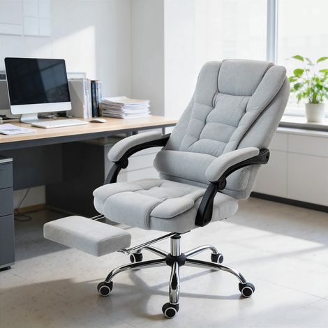 Sedia da ufficio massaggiante e riscaldata, sedia da ufficio, altezza regolabile, schienale reclinabile, 65x70x111-119 cm, grigia
