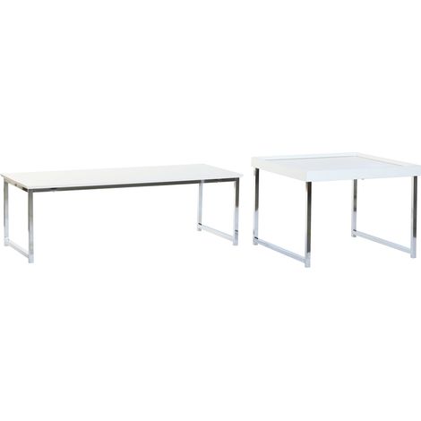 Couchtisch Set 2 Stahl MDF 110x48x45 Weiß MDF Stahlmaterial mehrfarbige Farbfamilien -Tische Bässe Details (1/5)