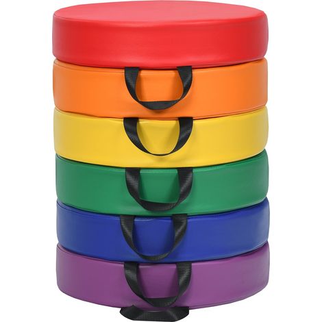 Set di 6 cuscini rotondi per sedia 38 x 8 cm per bambini leggeri e impermeabili realizzati in poliuretano multicolore 200012612