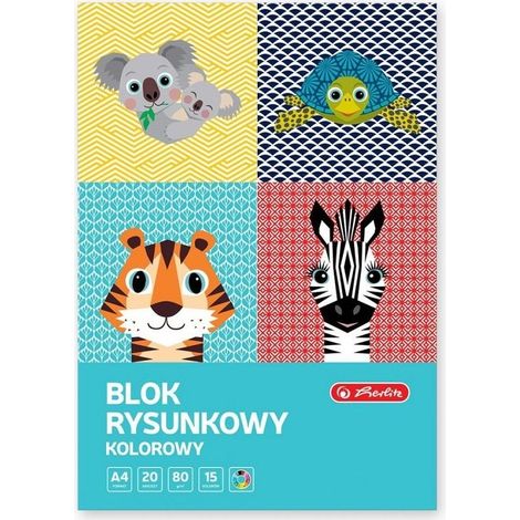 Blocco da disegno A4/20.000 colori con simpatici animali (10 pezzi)