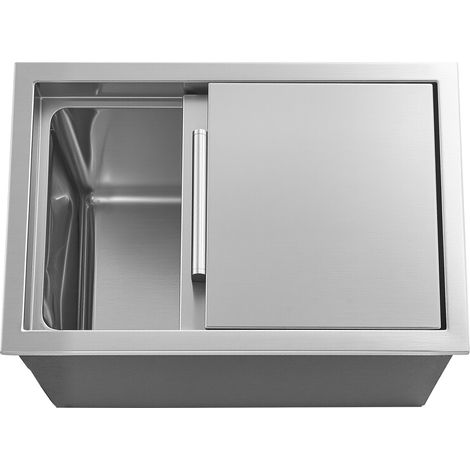Mophorn Stainless Steel Drop-In Ice Chest, 18"L x 12"W x 15"H (455 x 305 x 385 mm), 27.1L Capacity Cooler with Sliding Lid and Drain Pipe, Ideal for Outdoor Use to Keep Beverages Cold