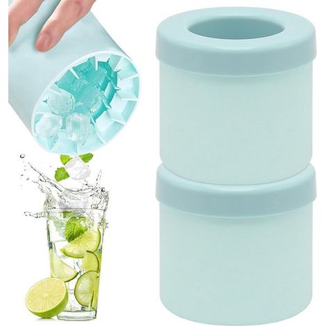 Bandeja de silicona para cubitos de hielo - apilable - 2 piezas - azul (1/5)