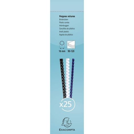 Boîte de 25 Reliures Spirales PVC 16mm, 21 Anneaux, Pour A4 A3 Paysage, Compatible Machine