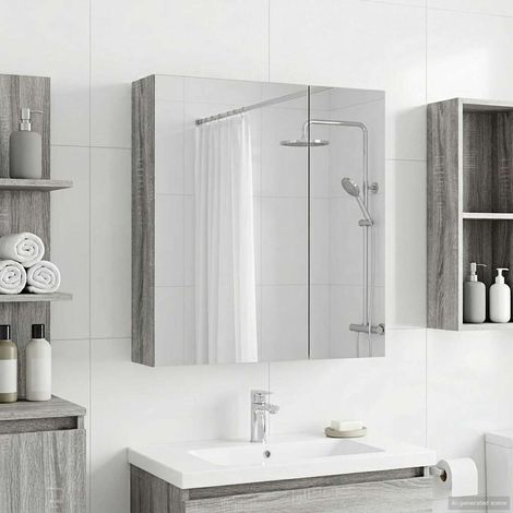 vidaXL Mobiletto per specchio da bagno Grigio Sonoma 60 x 14,5 x