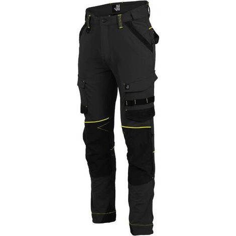 Pantalon de Travail Sacha - Taille 40 - Noir/Jaune Fluo - Résistant et Confortable - D-Work