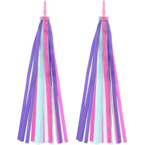 Rubans à pompons pour vélo enfant, 1 paire de rubans colorés pour guidon de vélo filles et garçons - Accessoires pour vélo et trottinette-7 (1/5)