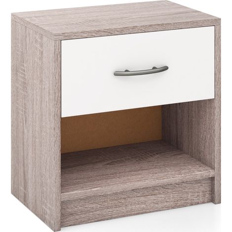 Comodino con cassetto ripiano aperto Tavolino da notte compatto Grigio chiaro (1/5)