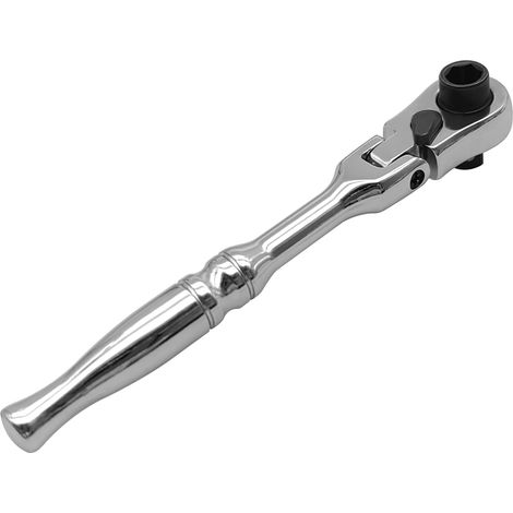 Poignée à cliquet à entraînement 1/4", clé à cliquet à tête flexible 2 en 1, douille et tournevis avec conception réversible. (1/5)