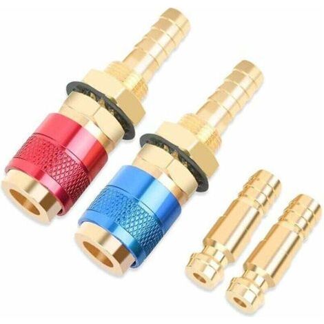 Raccord Rapide Chalumeau Oxygène Acétylène, 2 Pièces Adaptateur de Gaz de Soudage 8mm, Raccord Gaz Connecteurs Rapides, Raccords de Connexion Rapide de Gaz pour Torche de Soudage TIG,