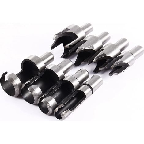 8 Pcs Chamfer Wood Plug Cutter Straight & Tapered Taper Claw Type Drill Bits (1/5)