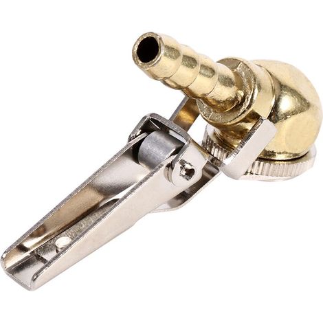 Placage cuivre Manchon de gonflage, valve de gonflage, raccord cannelé en alliage de zinc Conception à extrémité fermée Manomètre pour pneus Adapté à une utilisation avec (1/5)