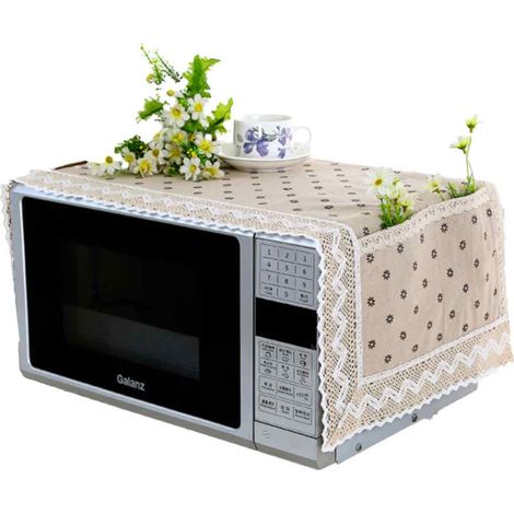 1 Housse four micro-ondes, coton lin, résistance huile, poches rangement, protection poussière, cuisine (1/5)