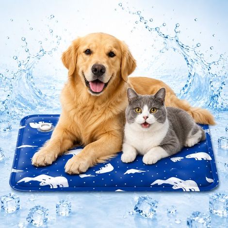 Alfombrilla refrescante para perros, Climatiser, Alfombrilla refrescante, Almohadilla refrescante de PVC, 40x50 cm, Copo de nieve azul oscuro (1/5)