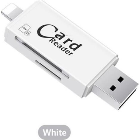 Lecteur De Carte Mémoire - USB C OTG - Compatible Micro SD Et TF - Pour iPhone iPad Macbook Android - Blanc