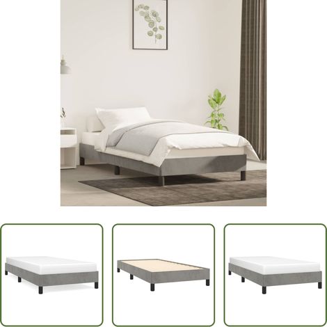 Samtbett - Bettgestell ohne Matratze Hellgrau 90x190 cm Samt (1/5)