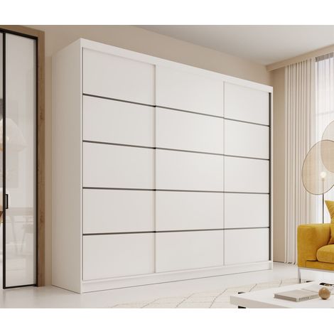 Schiebetürenschrank Schrank LUND in Weiß matt 250x215x58 cm (1/4)