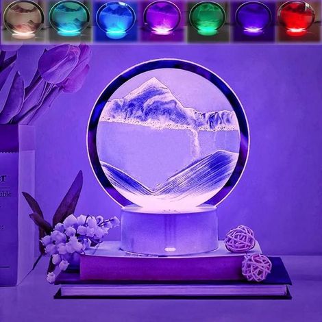 3D Liquid Sand Lamp, RGB, 360° Rotating Hourglass, Decorative Night Light for Office and Bedroom (1/5)