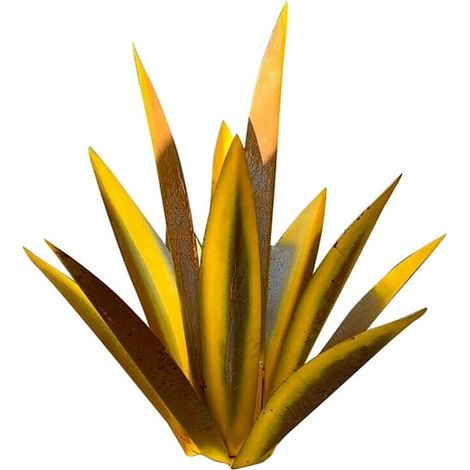 Sculpture Rustique de Tequila - Art décoration Statue Déco à la Maison, Figurines de Jardin, Ornements de Pelouse, Piquets de Jardin, Plantes d'agave en Métal pour Cour Extérieure, 35cm Jaune (1/5)