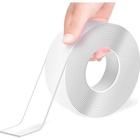 Ruban adhésif double face extra fort – 3 m x 2 cm – Amovible, réutilisable, lavable – Sans traces – Maison, bureau, voiture (1/5)