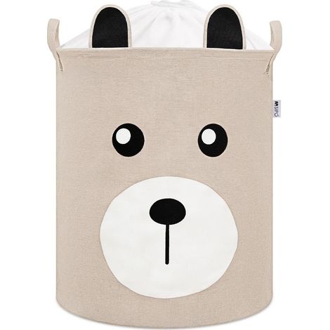Spielzeugkorb aus Baumwolle, beiger Teddybär, XL