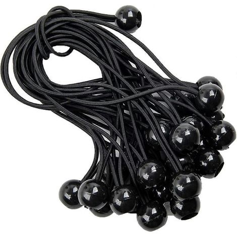 25 élastiques avec boules pour banderoles, noirs, 20 cm, bâches, pavillons, tentes, tendeurs de bâches (1/3)