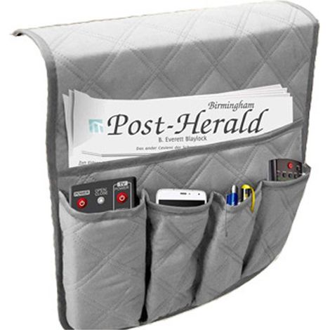 1 Sac suspendu pour accoudoir, polyester durable, conception pliable, rangement télécommandes et iPad, salon (1/5)