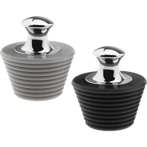 Lot de 2 bouchons de vidange pour baignoire, salle de bain, baignoire, gel de silice en acier inoxydable 304, noir et gris, gamme de 45 à 29 mm