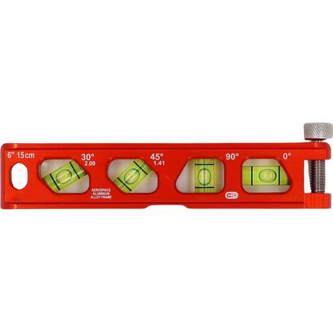 Niveau à Bulles avec 4 Vials (6 Inch/15cm, 0/30/45/90°), Aluminium et Magnétique Forte, Double Graduation Métrique et Imperiale (1/5)
