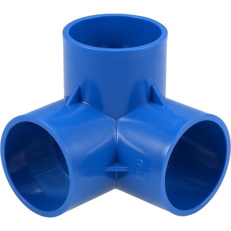 2Pcs Coude à 3 voies Raccord de tuyau en PVC 50mm Bleu (1/3)